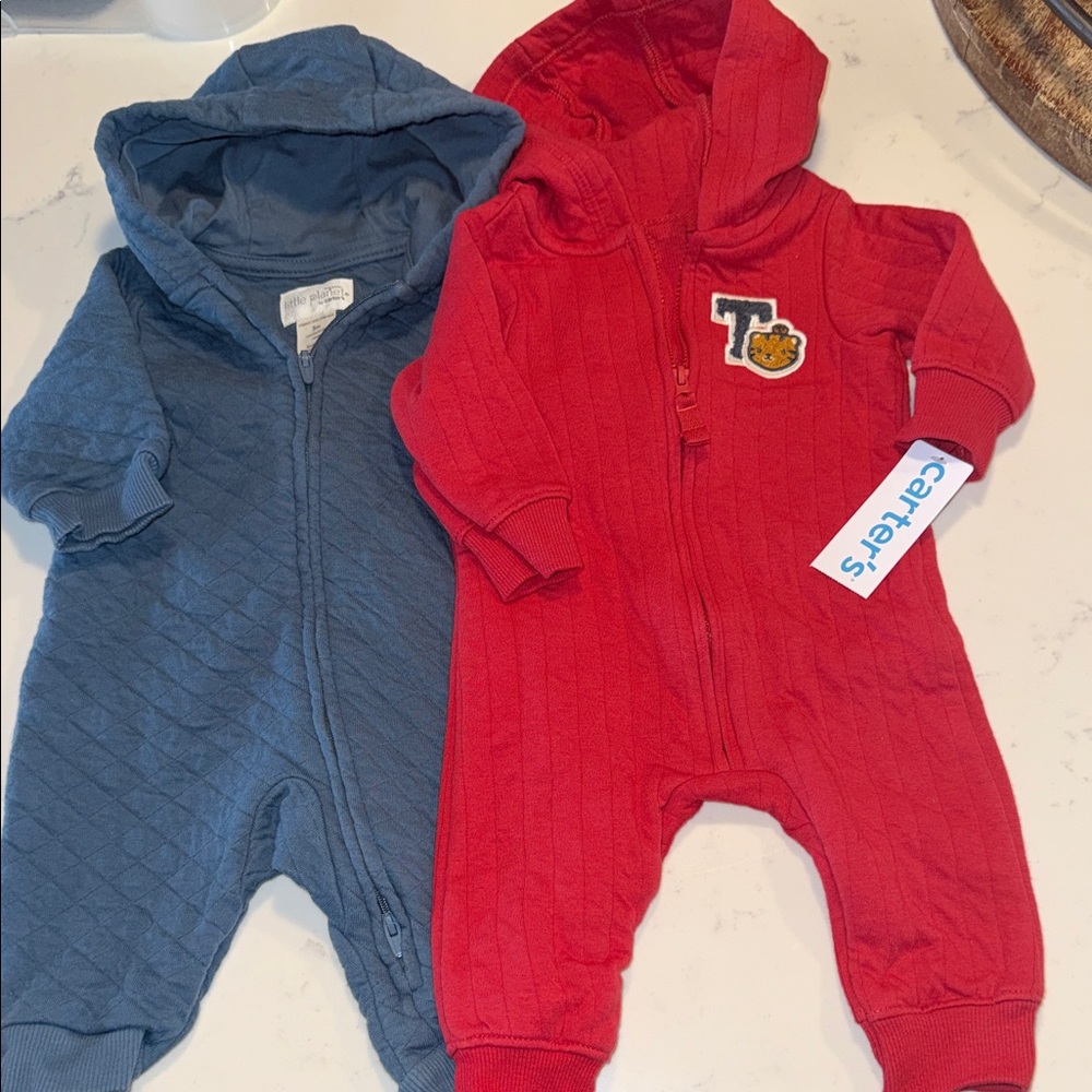 Hooded Quilted Baby One-Piece Jumpsuits